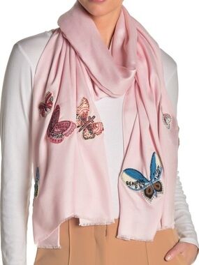 Valentino baby Pink 100% silk embroidered and beaded butterfly wrap!